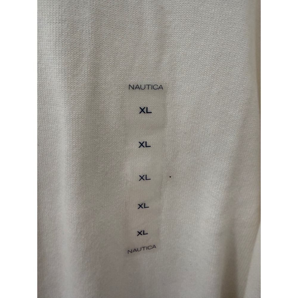 NAUTICA Men's XL White Crewneck Sweater preppy embroidered navy logo - Picture 3 of 8